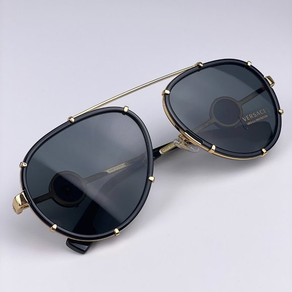 Versace Other - NEW Versace VE2232 143887 Black Gold Unisex Pilot Sunglasses